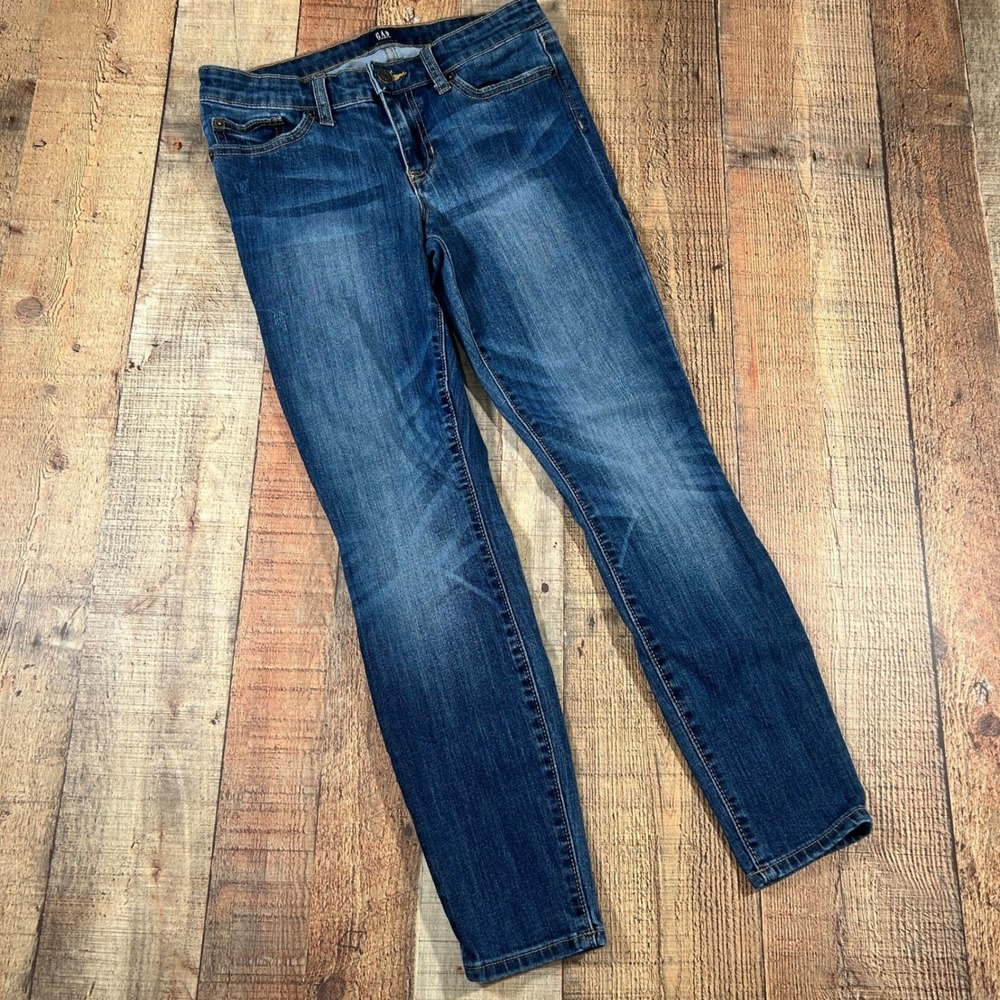 GAP 26 Regular Blue Cotton Blend Denim Legging Jeans Mid Rise Stretch Skinny